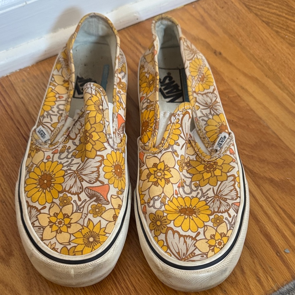 Vans floral slip ons